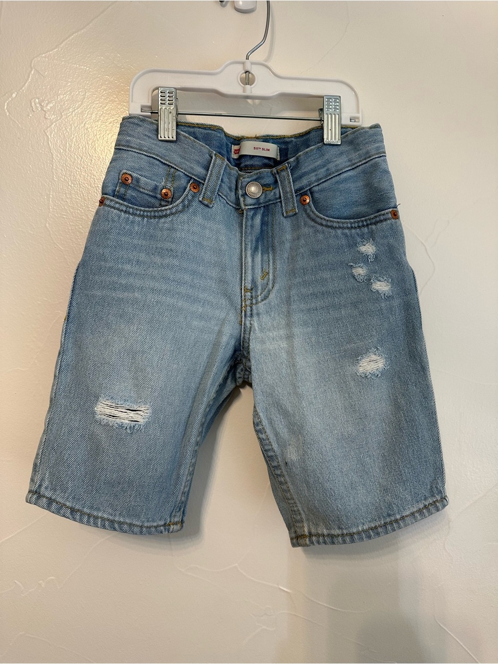 Levi's Light Blue Distressed Denim Kids' Shorts